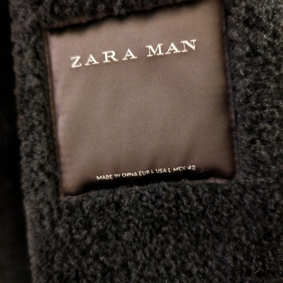 Black Faux Leather Shearling Jacket - Picture 2 of 2